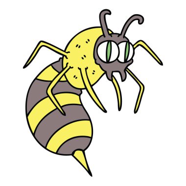 ilginç el çizilmiş karikatür yaban arısı