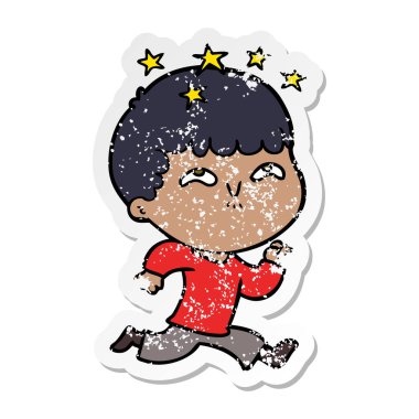 bir çizgi film hayran çocuğun sıkıntılı etiket