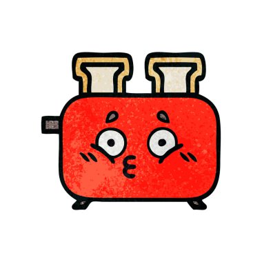 Retro grunge doku karikatür bir ekmek kızartma makinesi,