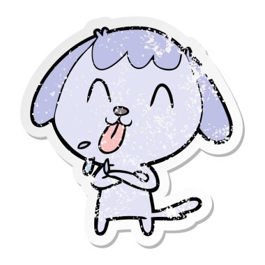 sevimli çizgi köpeklerin sıkıntılı etiket