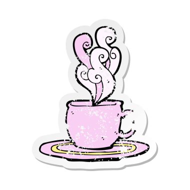 Retro sıkıntılı etiket bir karikatür çay Kupası