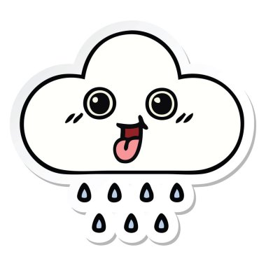sevimli çizgi yağmur bulutu etiket