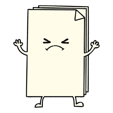 ilginç çizgi roman tarzı çizgi film çapraz kağıt yığınını