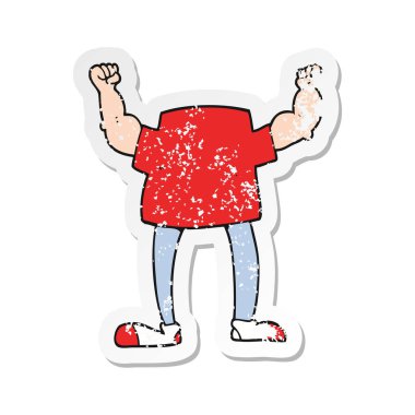 bir çizgi film başsız adam retro sıkıntılı etiket