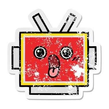 sevimli çizgi robot baş sıkıntılı etiket