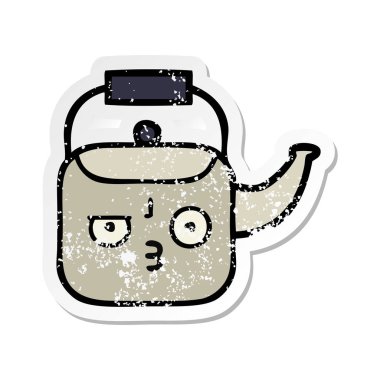 sevimli çizgi Kettle sıkıntılı etiket