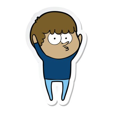 çizgi film meraklı bir çocuk etiket