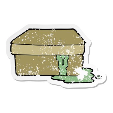 çamur ile bir çizgi film kutusunun sıkıntılı etiket