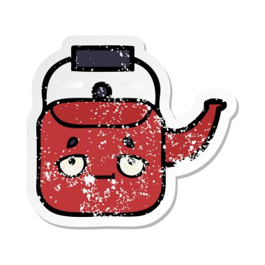 sevimli çizgi Kettle sıkıntılı etiket