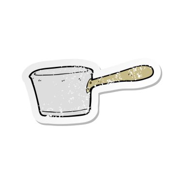 bir çizgi film mutfak Pan Retro sıkıntılı etiket