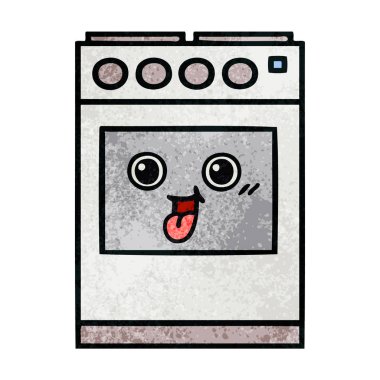 Retro grunge doku karikatür mutfak fırın