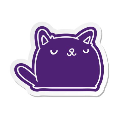 şirin kawaii kedi çizgi film etiketi