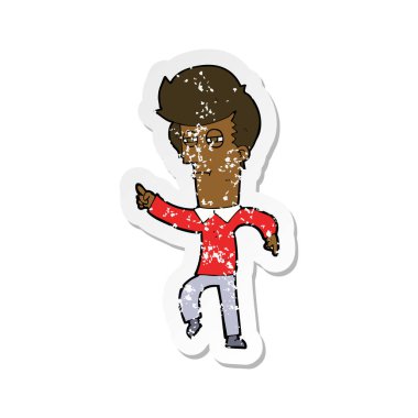 Retro sıkıntılı etiket suçlayarak bir çizgi film adamın