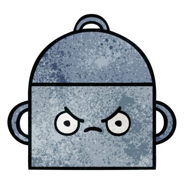 Retro grunge doku karikatür bir pişirme tencere