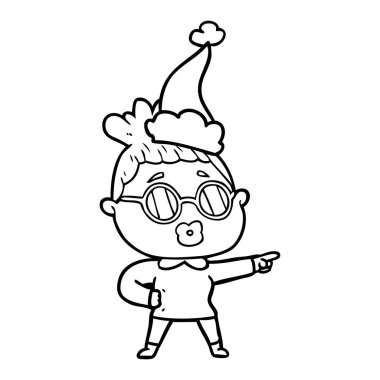 sant giyen gözlük takan bir işaret eden kadının çizgi çizme