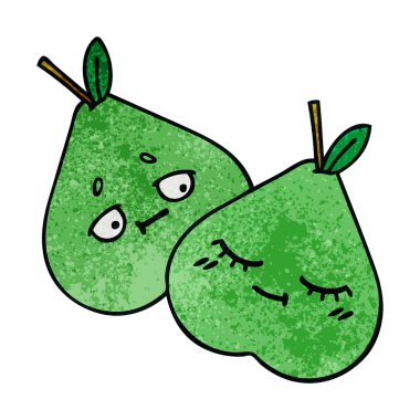 Retro grunge doku karikatür yeşil armut