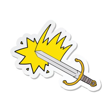 etiket sallanan bir karikatür kılıç