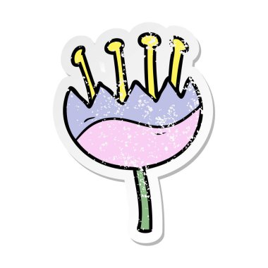 bir çizgi film çiçek sıkıntılı etiket