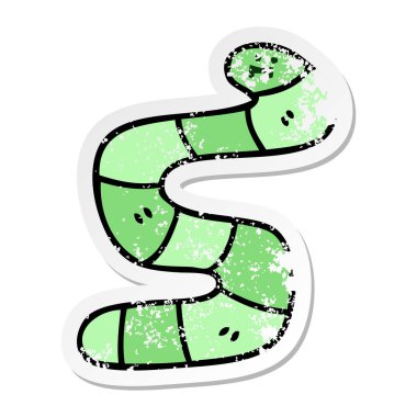 ilginç bir el sıkıntılı etiket karikatür yılan çizilmiş