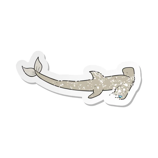 Retro noodlijdende sticker van een cartoon hamerhaai — Stockvector