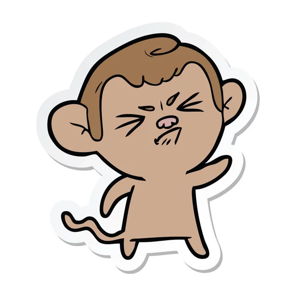 Etiket bir karikatür kızgın maymun — Stok Vektör