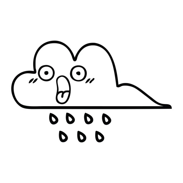 Лінія малювання мультяшна хмара дощу — стоковий вектор
