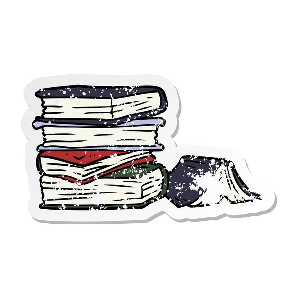 Distressed sticker of a cartoon pile of books — Stock Vector