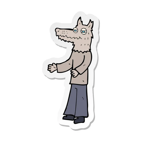 Adesivo di un uomo lupo dei cartoni animati — Vettoriale Stock