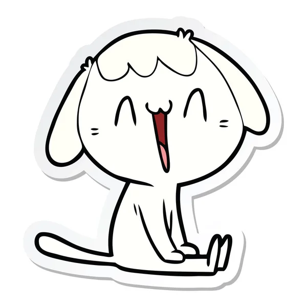 Adesivo di un cartone animato cane ridente — Vettoriale Stock