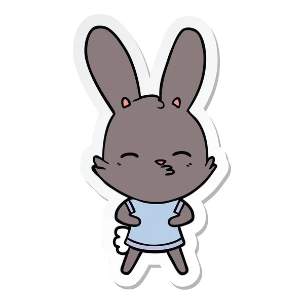 一个奇怪的兔子卡通贴纸 — 图库矢量图片