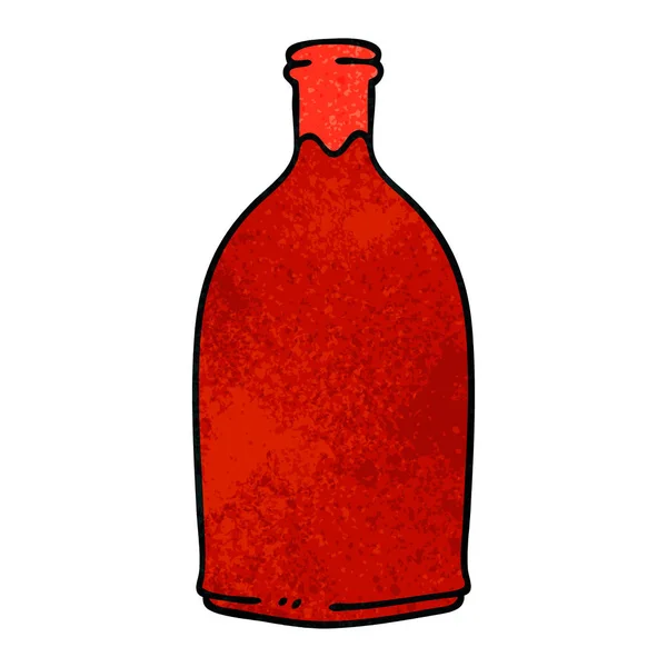 Mão peculiar desenhado desenho animado garrafa de vinho tinto —  Vetores de Stock