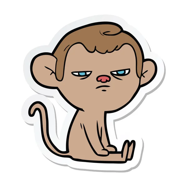 Αυτοκόλλητο κινουμένων σχεδίων μαϊμού ενοχλημένος — Διανυσματικό Αρχείο
