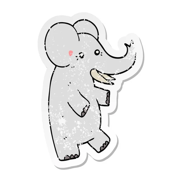 Distressed Sticker Cartoon Elephant — Stock Vector