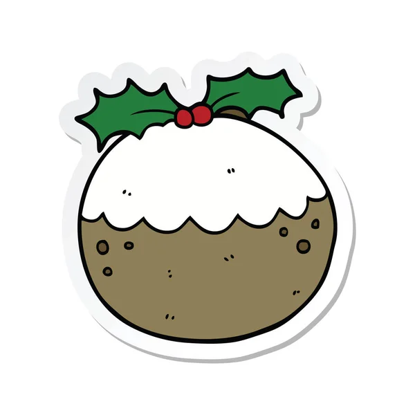Autocollant d'un pudding de Noël dessin animé — Image vectorielle