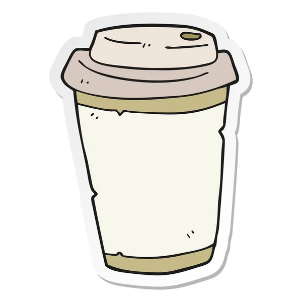 Autocollant d'un dessin animé prendre le café — Image vectorielle