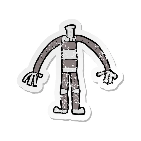 Retro Nödställda Klistermärke Tecknad Robot Kropp — Stock vektor