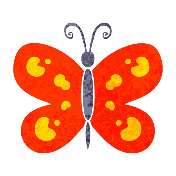 Retro Illustration Stil Schrullige Cartoon Schmetterling — Stockvektor