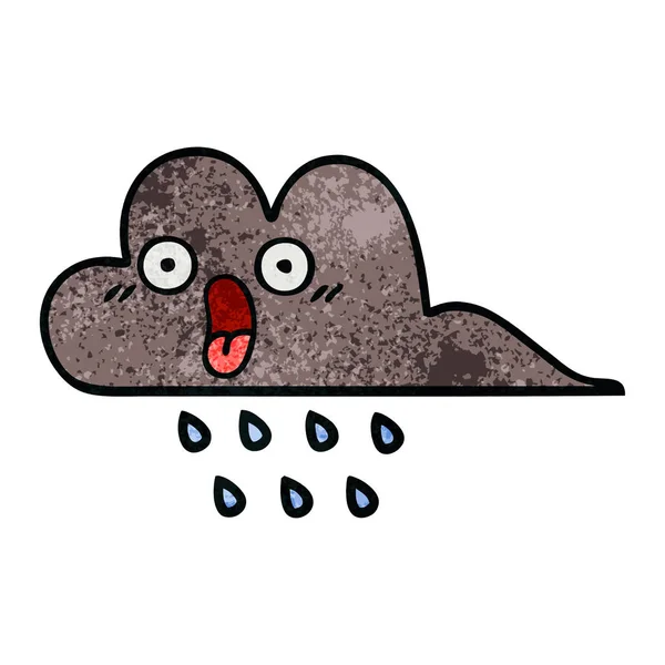 Retro grunge textuur cartoon-onweerswolk regen — Stockvector