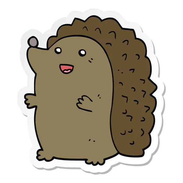 Sticker Cartoon Happy Hedgehog — Stock Vector