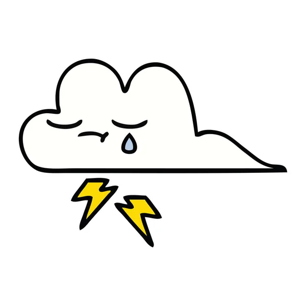 Söta tecknade åska moln — Stock vektor