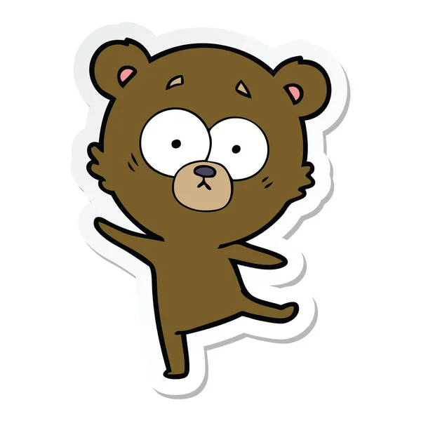 Sticker of a worried bear cartoon — Stock Vector