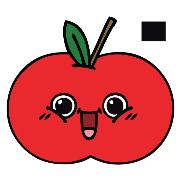 Lindo dibujos animados manzana roja — Vector de stock