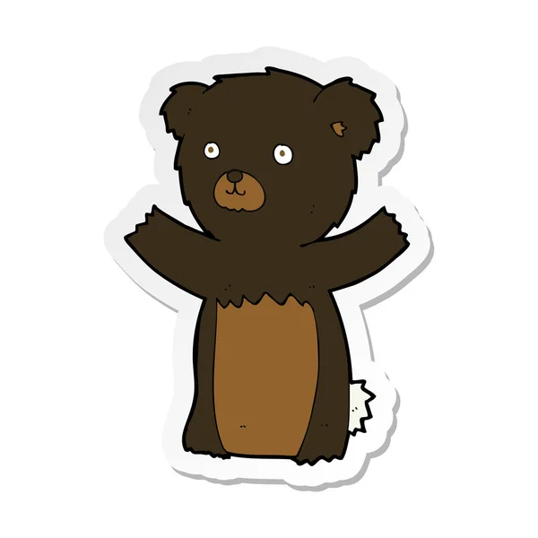 Pegatina Lindo Oso Negro Dibujos Animados — Vector de stock