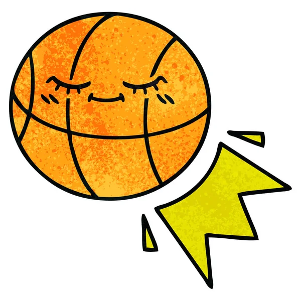 Ρετρό grunge υφή καρτούν μπάσκετ — Διανυσματικό Αρχείο