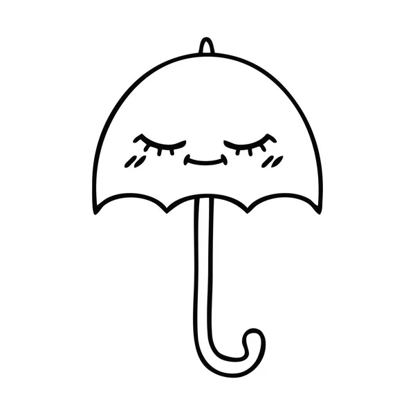 Line drawing cartoon umbrella — Stock Vector