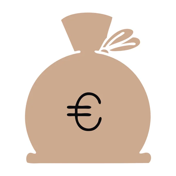 Плоский колір ретро мультфільм сумка грошей — стоковий вектор