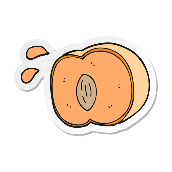 Aufkleber einer Karikatur saftigen Pfirsich — Stockvektor