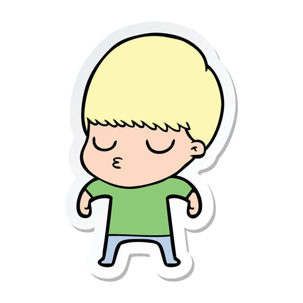 Pegatina Niño Tranquilo Dibujos Animados — Vector de stock