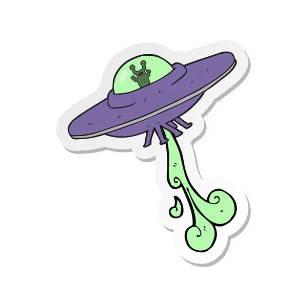 Sticker van een cartoon alien ruimteschip — Stockvector