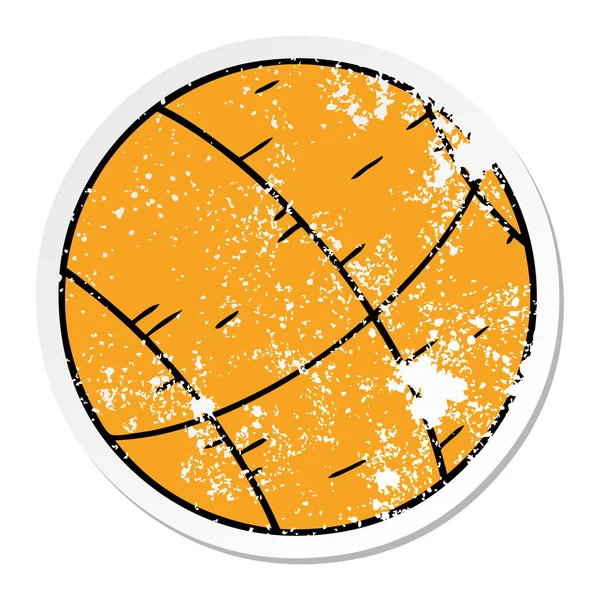 Hand Getekende Noodlijdende Sticker Cartoon Doodle Van Een Basket Bal — Stockvector